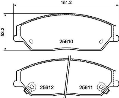 Колодки гальмівні дискові передні Toyota Camry 2.0, 2.5 (11-)/BYD M6, S6 2.0, 2.4 (10-) Nisshinbo NP1052