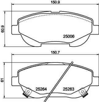 Колодкитормозныедисковые передние Toyota Avensis (08-) Nisshinbo NP1158