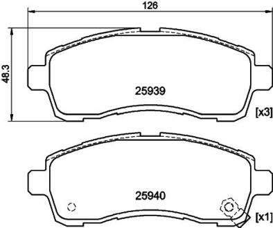 Колодки гальмівні дискові передні Suzuki Swift/Mazda 2/ Daihatsu Materia 1.2, 1.3, 1.5, 1.6 (06-) Nisshinbo NP5029