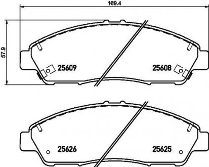 Колодки тормозные дисковые передние Honda Pilot (15-)/Acura MDX (YD_) (13-) Nisshinbo NP8034 (фото 1)