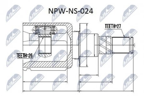 ШРКШ внутр. 26X39X27 Nissan Navara, Np300 Navara, Pathfinder III 2.5D 11.01- Nty NPW-NS-024 (фото 1)
