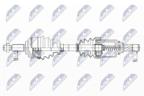 Піввісь ліва 684mm Renault Fluence, Grand Scenic III, Megane CC, Megane III, Scenic III 1.5D-1.6Lpg 11.08- Nty NPWRE148