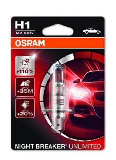 Лампа фарная H1 12V 55W P14,5s Night Breaker (+110%) (1 шт) blister OSRAM 64150NBU01B (фото 1)