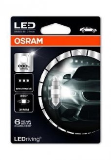 Лампа світлодіодна C5W 6000K 12V 1W SV8,5-8 LEDriving Premium (31mm) OSRAM 6497CW-01B (фото 1)