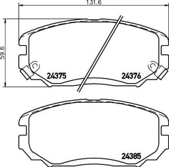 Тормозные колодки перед. Hyundai Tucson 04-10 (mando) (131,5x60,2x17,5) PAGID 8DB355012461