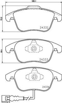 Дисковые тормозные колодки перед. Audi Q3 11-/VW Sharan II (7N1) 10- PAGID 8DB 355 014031