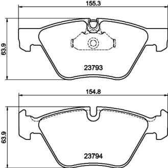 Тормозные колодки перед.BMW 3(E90)/1(E81) 04-13 (ATE) (154,8x63,6x20) PAGID 8DB355015031