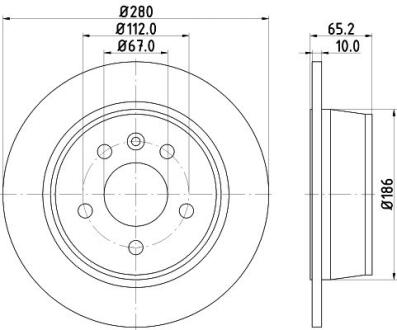 HELLA PRO HIGH CARBON DB диск гальмівний задн. Vito 95-03 (280*10) PAGID 8DD 355 104541