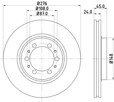 HELLA MITSUBISHI гальмівний диск передн. Pajero 90 - (276*24) PAGID 8DD 355 105131