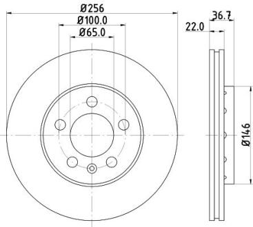 Тормозной диск перед. Golf 97-06/Bora 99-05/Octavia 97-10 (256x22) PAGID 8DD 355 105361