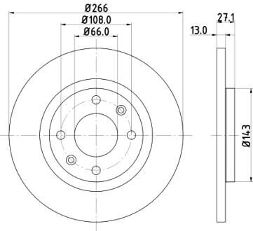 HELLA PRO PEUGEOT диск гальмівний перед. Partner 96- PAGID 8DD 355 105751