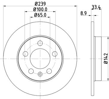 Диск тормозной зад. (239x33.4) Skoda Octavia 1.9TDi/VW Golf IV 1.9TDi 02- PAGID 8DD 355 107461