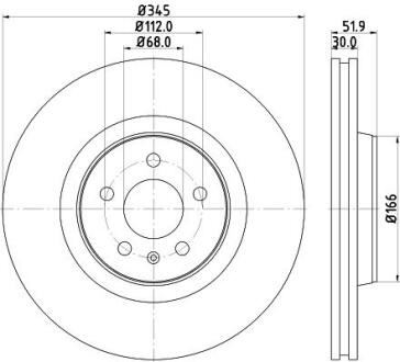 Тормозной диск перед. A4/A5/A6/A7/Q5/Macan 07- 1.8-3.2 (PRO) 345mm PAGID 8DD355117181