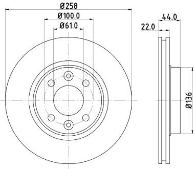 HELLA PRO HIGH CARBON RENAULT диск гальмівний передній Sandero, Logan II, Renault, Smart PAGID 8DD 355 129621
