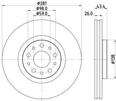 HELLA PRO FIAT гальмівний диск передн. TIPO 1.4, 1.6 PAGID 8DD 355 132131