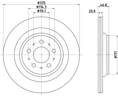 HELLA TESLA Диск гальм. задній MODEL 3 PAGID 8DD 355 134951