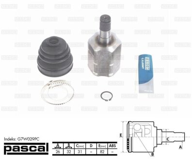 ШРКШ внутрішній з пильовиком VW Passat/Golf V 04- PASCAL G7W029PC