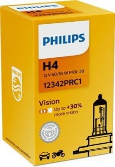 Лампа накаливания H4 12V 60/55W P43t-38 VISION PHILIPS 12342PRC1