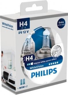 Лампа накаливания H4 WhiteVision 12V, 60/55W, P43t-38 (+60) (4300K) 2шт. PHILIPS 12342WHVSM (фото 1)