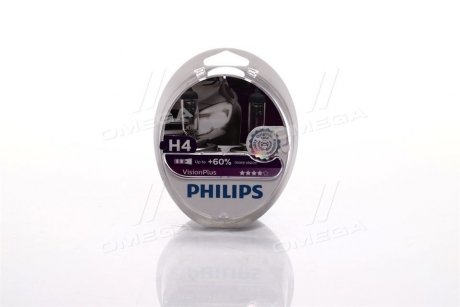 Лампа накаливания H4VisionPlus12V 60/55W P43t-38 PHILIPS 12342VPS2