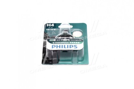 Лампа накаливания H4 X-treme VISION 12V 60/55W P43t-38 (+130) 1шт. Blister PHILIPS 12342XVB1