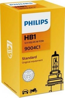 Лампа розжарювання HB1 12V 65/45W P29t STANDARD 3200K (вир-во) PHILIPS 9004C1 (фото 1)