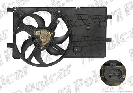 Вентилятор радиатора Citroen Nemo/Peugeot Bipper1.3/1.4D 07- (с диффузором) Polcar 308523W2 (фото 1)