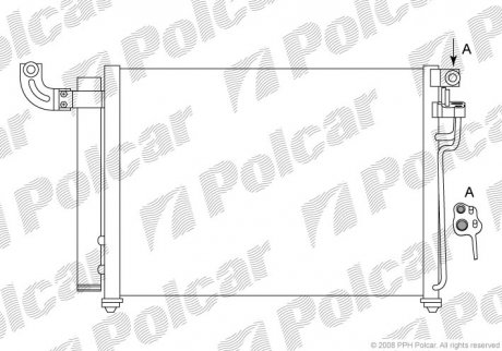 Радиатор кондиционера Kia Rio 1.5D 03.05- Polcar 4117K8C2