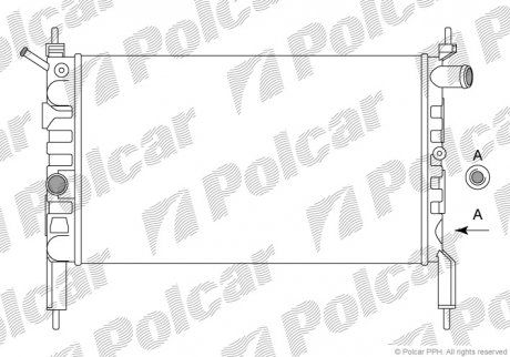 Радиатор охлаж. двигателя Opel Astra F 1.4/1.6 09.91-01.05 Polcar 550708B1