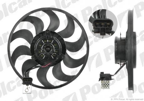Вентилятор радиатора Opel Astra H, Zafira B 1.3D-2.2 03.04- Polcar 550923U9 (фото 1)