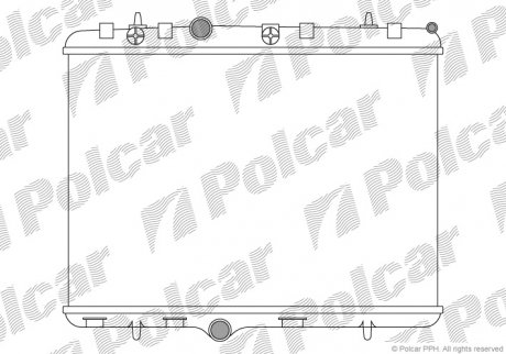 Радіатор охолодження двигуна Citroen C2, C2. C3 Picasso, C4.Peugeot 1007, 2008 I, 207, 208, 208 I 1.0-2.0 05.01- Polcar 574808A1 (фото 1)