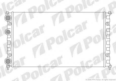 Радіатор охолодж. двигуна VW Caddy II, Polo 1.4-1.9D 02.93-01.04 Polcar 671308-6