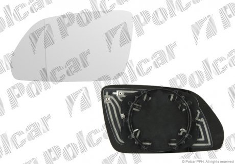 Стекло зеркала левое Skoda Octavia 04- /VW Polo 05- Polcar 6922546E