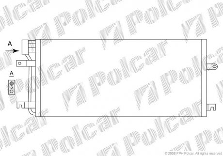 Радиатор кондиционера VW TRANSPORTER IV c бортовой платформой/ходовая часть (70XD) 92-03,TRANSPORTER Polcar 9566K8C2