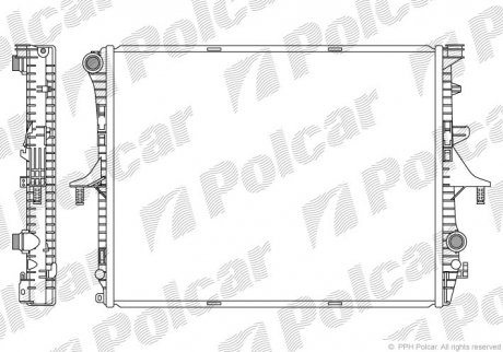 Радиатор охлаждения двигателя Audi Q7 Porsche Cayenne VW Touareg 2.5D-6.0 09.02-08.15 Polcar 958008-1 (фото 1)