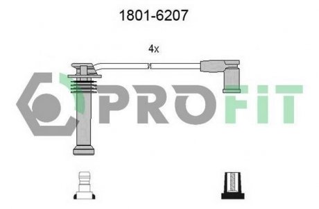 Комплект кабелей высоковольтных PROFIT 1801-6207 (фото 1)