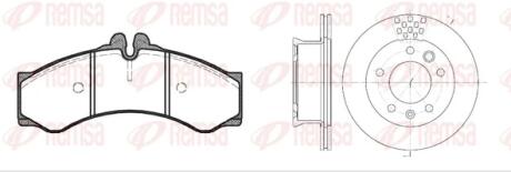 VW К-кт гальм. колодки + диски LT 28-35 II 2.5 TDI 01-06, DB SPRINTER 4-t (B904) 408 D 96-06 REMSA 8614.00