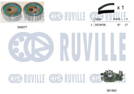 RENAULT К-т ГРМ (помпа+ремень+ролик) Kangoo 1.2 RUVILLE 5500101