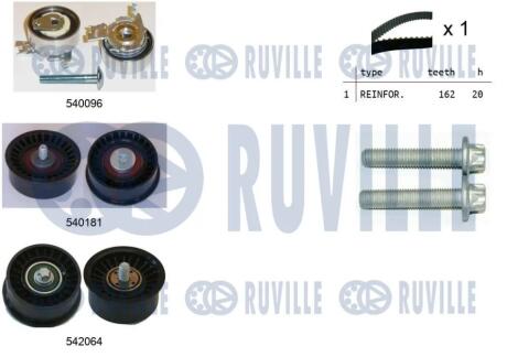 К-кт ГРМ (пасок+ролики) Opel Astra G 98-/Zafira 99- RUVILLE 550317