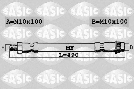 Шланг гальм. передній (490 мм)), 99-07 SASIC 6600007