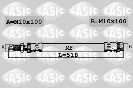 Шланг гальм. передній (518 мм)), 96-06 SASIC 6600009