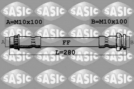 Шланг тормозной, зад, 280мм SASIC 6600018 (фото 1)