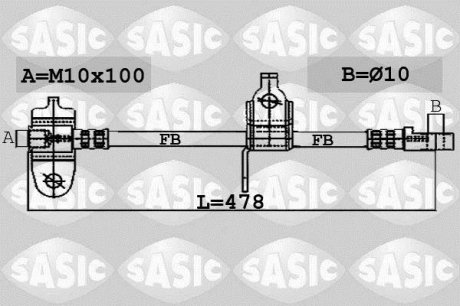 Шланг гальм. передній RWD, R (+00-03 FWD) SASIC 6606032 (фото 1)
