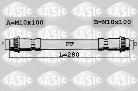 Шланг торм. задний, 96-08 L=280mm SASIC SBH0286 (фото 1)
