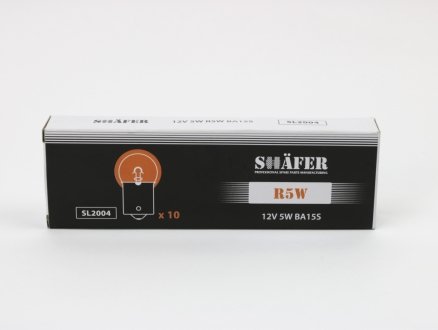 Лампа розжарювання 12V 5W R5W BA15S (картонна упаковка по 10шт) SHAFER SL2004