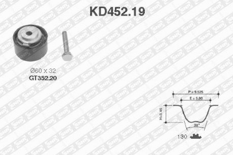 Комплект ременя ГРМ, 2.5DI/TD 92-97 SNR NTN KD452.19