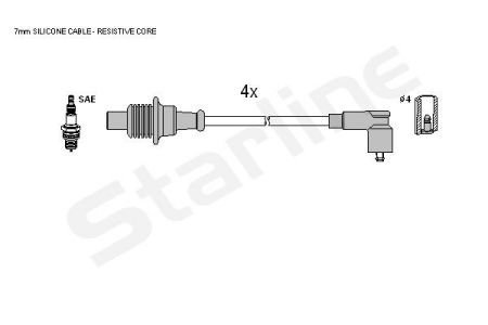 Комплект кабелів запалювання STARLINE ZK 4884 (фото 1)