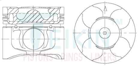 Поршні (+0.50mm) (к-кт на двигун) 4D56T L200/Pajero Sport TEIKIN 43678AG050