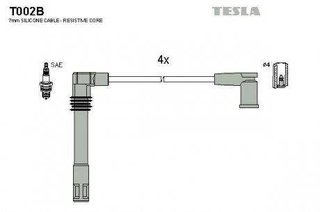 Комплект кабелів запалювання TESLA T002B