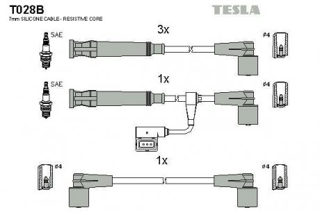 Провід високовольтні, комплект Bmw 3 (E36) TESLA T028B (фото 1)